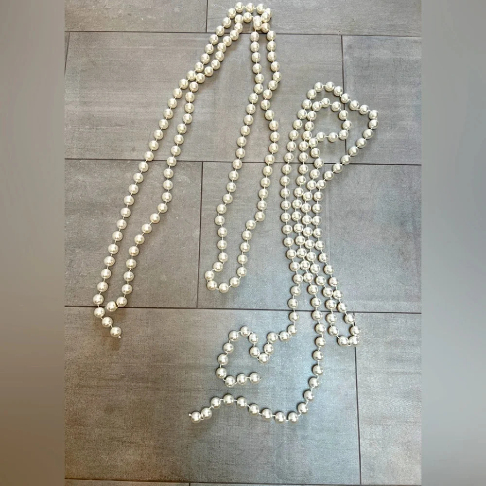 Elegant Pearl Beaded Strands - set of 2, each approx 11’ long. For holiday tree?